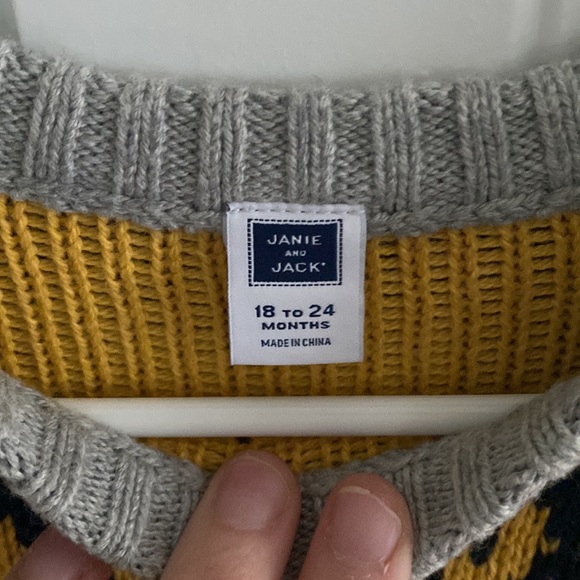 Janie and Jack sweater 18-24 months boys fall colors gray orange yellow detail - Picture 2 of 5